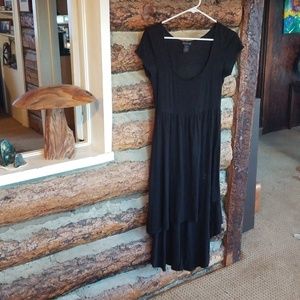 Empire Waist High Low Hem Cap Sleeve Dress